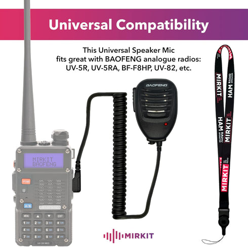 MIRKIT 2pcs Baofeng Mic for Two Way Radio Most Wanted Among Baofeng Accessories, Radio Shoulder Mic with Reinforced Cable, Noise Reduction, Spring...