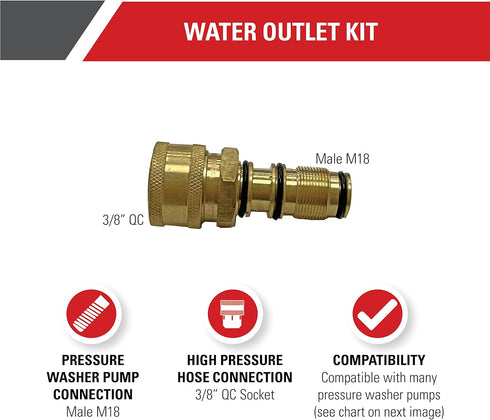 Simpson Cleaning 7110331 Replacement Water Outlet Kit for AAA Pressure Washer Pumps, Gold...