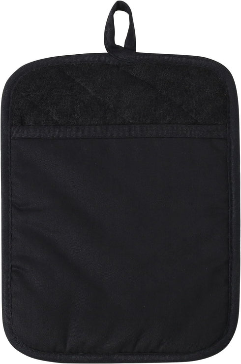 100% Cotton with Silicone Kitchen Everyday Basic Pot Holder Heat Resistant Coaster Potholder Oven Mitts with Pocket for Cooking and Baking Set of ...