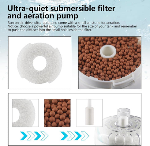 Aquarium Small Fish Tank Filter - Mini Fish Tank for 2-15 Gallon Tanks Bio Sponge Filter, Ultra Quiet Submersible Aeration Filters for Breeding Fr...