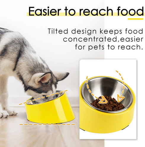 SuperDesign Mess Free 15° Slanted Bowl for Dogs and Cats, Tilted Angle Bulldog Bowl Dog Feeder, Non-Skid & Non-Spill, Easier to Reach Food S/0.5 C...