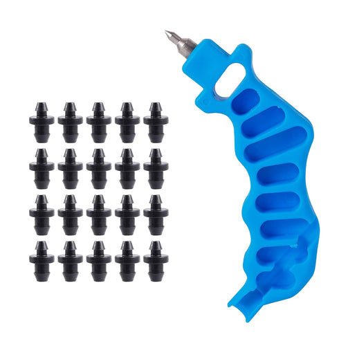 2-in-One Drip Irrigation Tubing Hole Punch with 20 pcs Plugs,Drip Irrigation Tool Used for 1/4 inch Fitting and Emitter Insertion,1 Pcs-Blue...