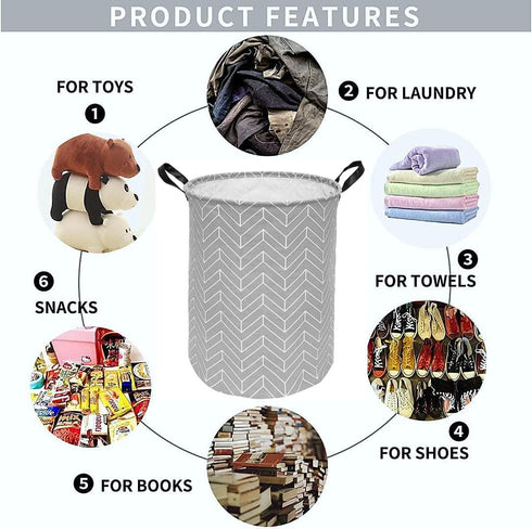 19.7 Inches Large Laundry Basket Waterproof Round Cotton Linen Collapsible Storage bin with Handles for Hamper Kids Room,Toy Storage(Geometric)...