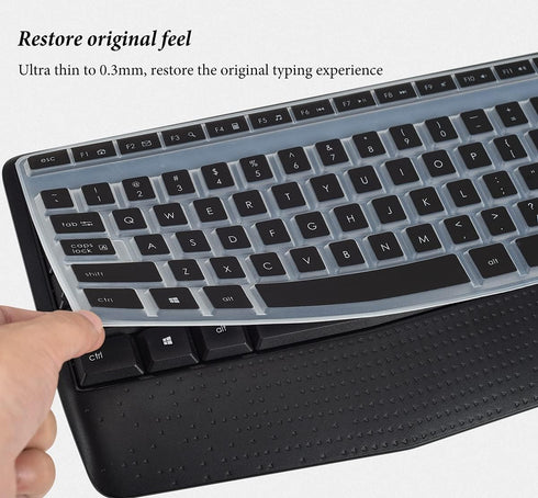 Keyboard Cover Skin for Logitech MK345 Wireless Full-Sized Keyboard with Plam Rest, Logitech MK345 Keyboard Accessories-Black...