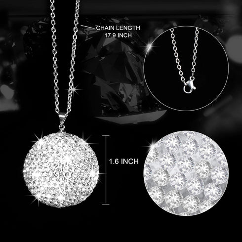 Bling Crystal Ball Car Rear View Mirror, Rhinestone Home Decor Ornament, Crystal Sun Catcher Glam Decoration Charm New Year's Present...