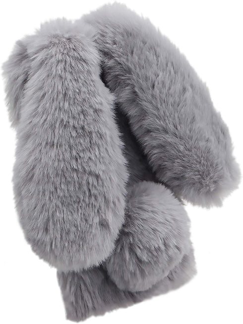 Rabbit Case for LG Stylo 6, LCHDA Cute 3D Bunny Ears Soft Furry Hairball Fuzzy Warm Winter Faux Fur Plush Fluffy Flexible TPU Bumper Women Girls P...