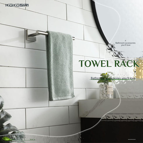 KOKOSIRI Towel Holder Brushed Nickel Bathroom Accessory Hand Towel Bars Wall Mounted Kitchen Cabinet Paper Holder Stainless Steel, B3008BR...