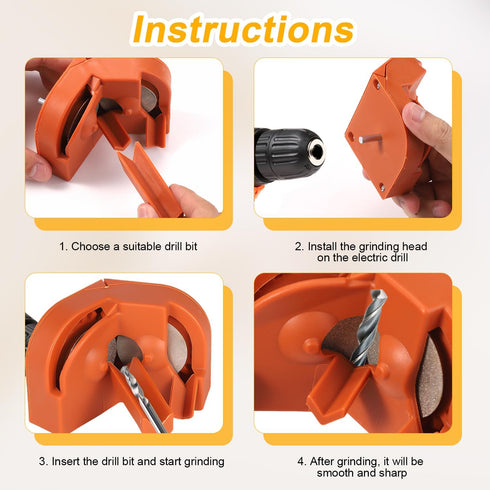 Multipurpose Drill Bit Sharpener, 4.25x2.6x0.94in Power Drill Bit Sharpeners Drill Bit Grinding Sharpener Tool with 3 Drill Bit Supports 2 Extra G...