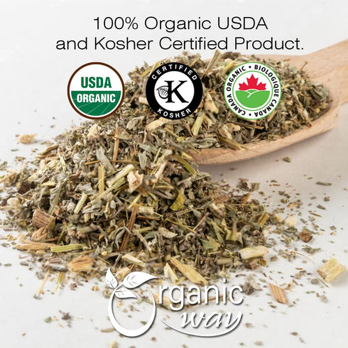 Organic Way Wormwood Herb Cut & Sifted (Artemisia absinthium) - Herbal Tea | European Wild-Harvest | Kosher & USDA Certified | Vegan, Non-GMO & Gl...