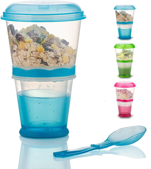 INOGIH Cereal On the Go Cups Breakfast-Portable Drink-Cup Cereal To-Go Container-Cup with Spoon (Blue)...