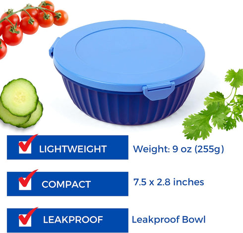 Yumbox® Poke Bowl, Leakproof Salad Bowl with lid, Removable 3-Section Divider, 4.2 Cups Volume, Easy-Open Triple Latches; removable and built-in t...