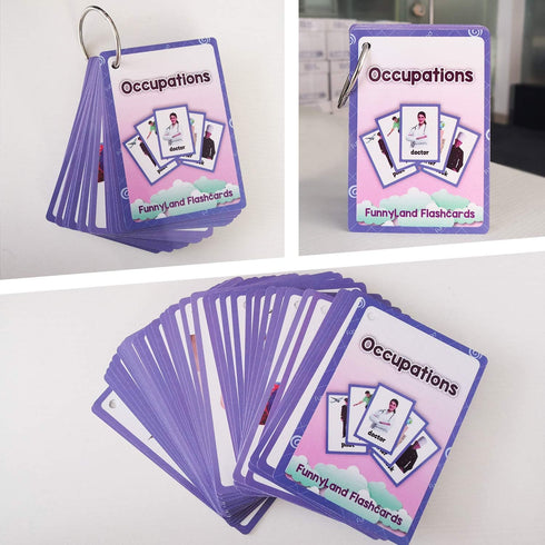 37PCS/Set Occupations Kids Gifts English Flash Cards Pocket Card Educational Learning Baby Toys for Children Pre-Kindergarten...