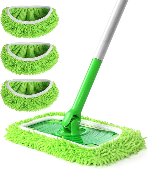 Reusable 100% Coral Fleece Mop Pads Compatible with Swiffer Sweeper Mop, Wet and Dry Flat mop Cover, 3 Pack Washable Mop Pads for Surface/Hardwood...