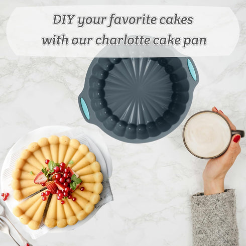 Silicone Charlotte Cake Pan, Non-Stick 8-Inch Food Grade Silicone Cake Mold for Baking Cheese Cake, Chocolate Cake, Rainbow Cakes, and More...