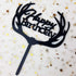 Antlers Happy Birthday Cake Topper Party Decorations (Black Acrylic)...