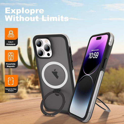 for iPhone 14 Pro Max Case with Air-Filled Bumper & Magnetic Ring Stand, Military-Grade Drop Protection, 14 ProMax Phone Case 6.7" with Kickstand,...