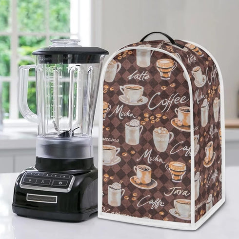 Blender Dust Cover Coffee Theme Appliance Covers for kitchen Stand Mixer or Coffee Maker Cover Polyester Dust Proof Blender Cover with Top Handle...