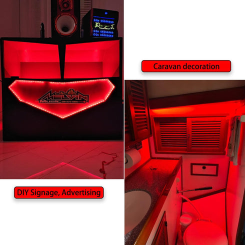 20ft 12V 360 LED Red Strip Light, Flexible Cuttable Non-Waterproof for Indoor Party Decoration, with Power Supply & Dimmer....
