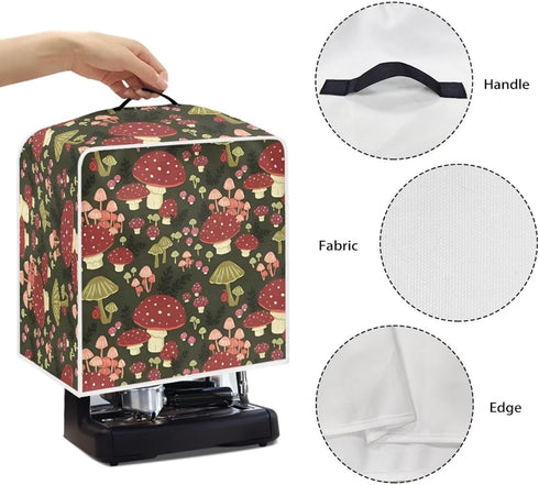 chaqlin Wild Mushroom Coffee Machine Dust Cover for Kitchen Coffee Maker Covers Size L Washable Small Appliance Cover Home Decor...