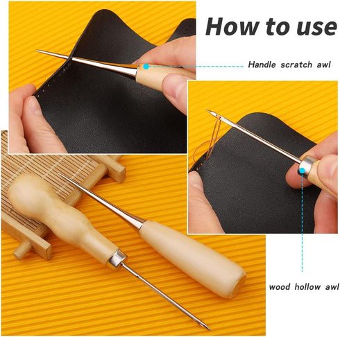 FTEVEN 43 Pieces Upholstery Repair Sewing Kit, Heavy Duty Sewing Kit with Leather Sewing Thread, Big Eye Sewing Needle, Sewing Awl for Furniture,C...