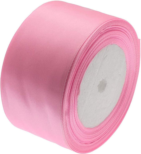 2" Wide Single Face Satin Ribbon Roll for Wedding, Sewing Projects, Gift Wrapping and Crafting Projects, 25 Yards (Pink)...