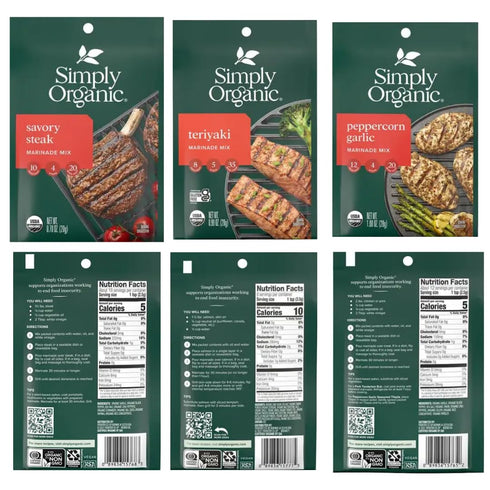 Simply Organic Dry Rub and Marinade Mix Variety Bundle packed by June Street Market | Cajun, Buffalo, Teriyaki, Peppercorn Garlic, Savory Steak | ...