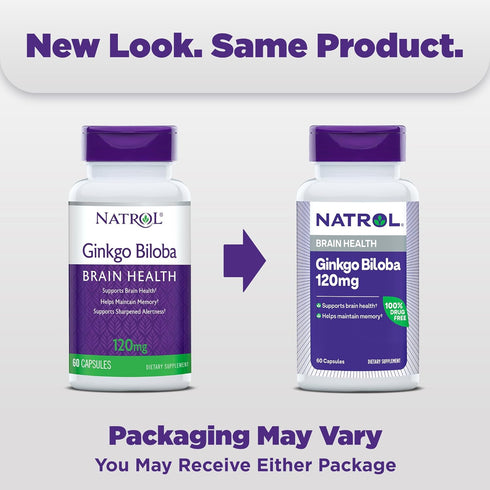 Natrol Brain Health Ginkgo Biloba 120mg, Dietary Supplement for Brain Health and Memory Support, 60 Capsules, 60 Day Supply...