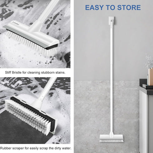 SetSail Floor Scrub Brush with Long Adjustable Handle Heavy-Duty Stiff Bristles Floor Scrubber 2-in-1 Deck Grout Brush for Cleaning Shower Bathroo...