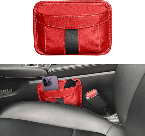 Car Seat Side Pocket Organizer, PU Leather Pen Phone Sunglasses Holder Tray Pouch Seat Gap Filler, Universal Car Interior Accessories Mini Storage...