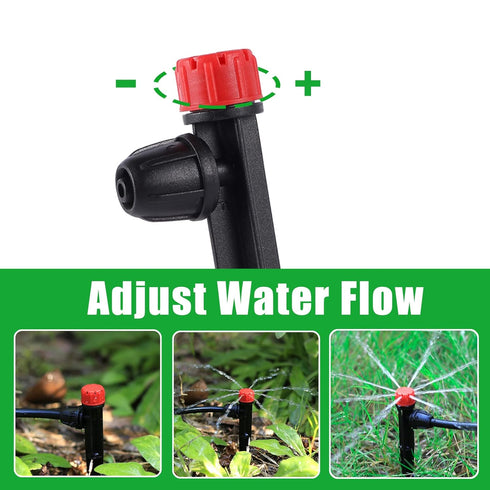 Drip Irrigation Emitters Adjustable 360 Degree Drip Emitters on 5" with Stake for 1/4" Drip Irrigation Tubing Irrigation Drippers for Garden Water...