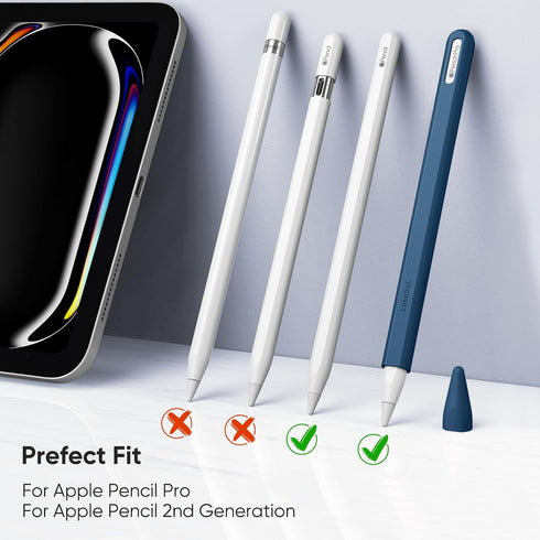 Fintie Silicone Sleeve for Apple Pencil Pro & Apple Pencil 2nd Generation, Light Pen Skin Case Cover Soft Protective Grip Holder with 2 Nib Covers...