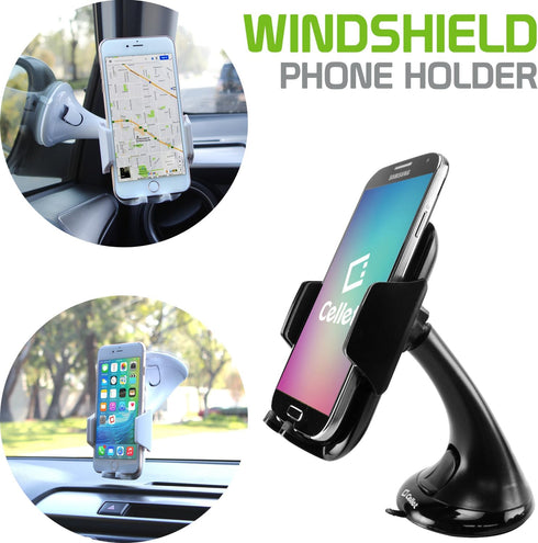 Cellet Windshield Car Phone Holder Mount, Dashboard Phone Holder Compatible for iPhones, and Android Smartphones...