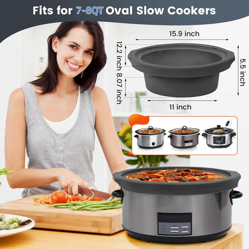 Slow Cooker Liners fit Crock Pot 7-8 QT,Maywe Tanso for Crock Pot Liners For 7-8 Quart Oval Slow Cookers,Reusable & Leakproof Silicone Slow Cooker...