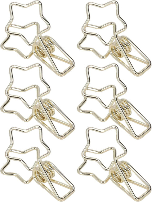 100Pcs Tail Clips, Star Shape Small Clips Decorative Paper Clips for Office School Home Desk Supplies (Gold)...