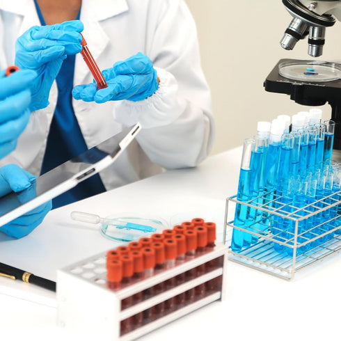 PATIKIL 50 Holes Test Tube Rack, 16mm Round Hole Plastic Detachable Test Tube Holder Stand Suitable for Less Than 16mm Dia Tube for Laboratory Sci...