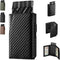 DUGRAFT ?????????????? Card Holder Wallet with ID Window,Magnetic Closure Leather Mens RFID Blocking Minimalist Pop-Up Wallet Aluminum Metal Credi...