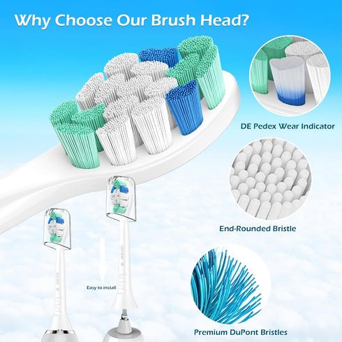 Toothbrush Head Compatible with Sonicare Replacement Heads, Fit Philips Sonicare C2 C1 G2 W W2 4100 5100 6100 Electric Toothbrush Replacement Head...