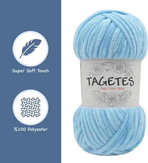 Tagetes Velvet Chenille Yarn (100 gr 132 yds x 2) 264 yds Baby Blanket Yarn, Amigurumi Yarn, Crochet and Knitting Yarn, Super Bulky, Soft, Chunky ...