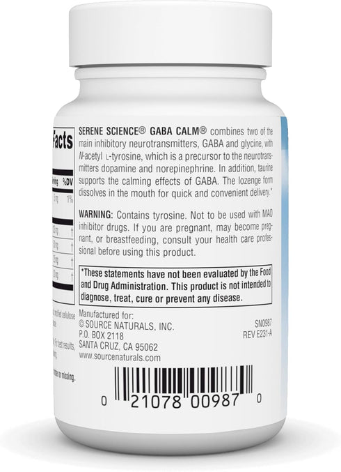 Source Naturals Serene Science, GABA Calm - Supports A Calming Mood, Quick Dissolving Orange Flavor - 60 Lozenges...