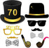 70th Birthday Party Photo Booth Props with Stick (50Counts) for Her Him Funny Chic 70th Birthday Black and Gold Decorations, Konsait 70 Happy Birt...