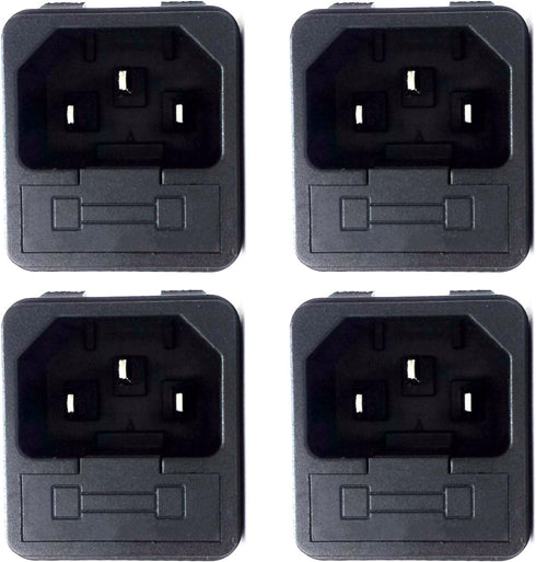 CESS Snap In AC Power Inlet with Fuse Holder - AC Black Socket (jcx) (4 PACK)...