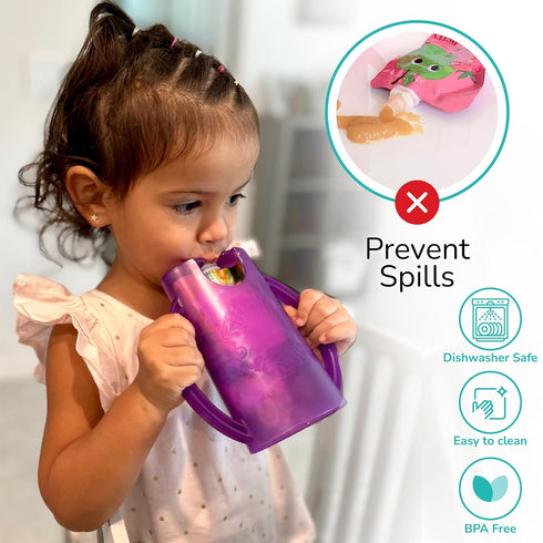 with lid for Food Pouches & Juice Boxes - Multipurpose Design - Prevent Messes & Support Self-Feeding - Handles for Easy Grasping - Made in USA...