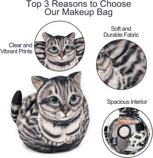 Drawstring Makeup Bag, Cute Cat Travel Makeup Bag Gifts for Women, Large Cosmetic Bag for Women, Makeup Bag Organizer, Makeup Pouch for Purse, Tra...