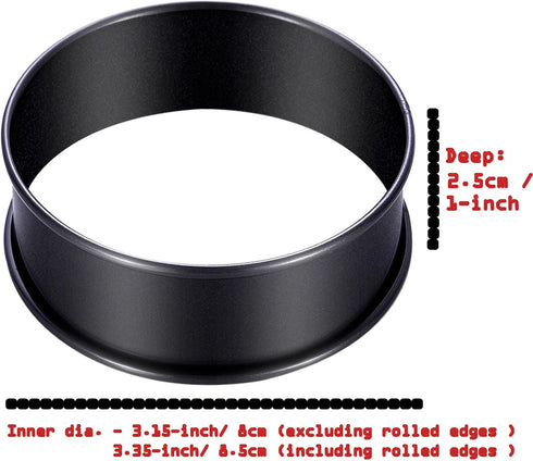 12Pack Crumpet Rings NONSTICK English Muffin Rings - 3.15 Inch Stainless Steel Double Rolled Tart Rings Upgraded Round Metal Baking Cooking Pastry...