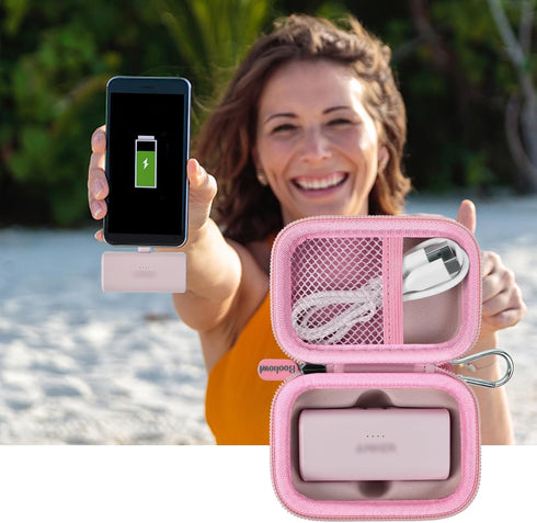 Boobowl Case Compatible with Anker Nano Portable Charger Power Bank, 5,000 Mah, with Built-in Lightning Connector, Charging Battery Pack Storage H...