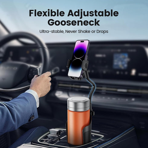 Cup Holder Phone Mount for Car, Universal 360° Adjustable Gooseneck Cell Phone Cup Holder Expander for Medium-Sized Vehicles Truck Compatible with...