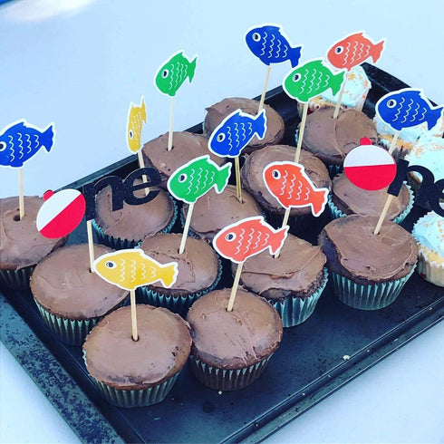 JeVenis The Big One Cake Topper Fishing Cupcake Topper Ofishally One Cupcake Topper Fishing Decoration Supplies...