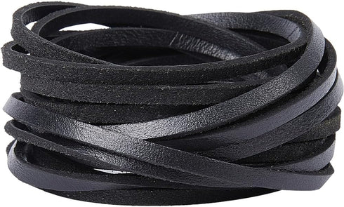 GORGECRAFT 5m*4mm*2mm Black Leather Strips Flat Leather Cord Cowhide String Braiding Leather Thread Rope for DIY Crafts Necklace Bracelets Anklet ...