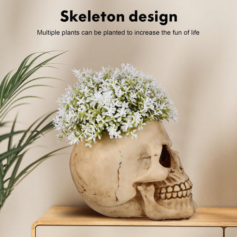 GANAZONO Skull Planter Resin Skull Shaped Flower Pot Modern Resin Skull Shaped Succulent Planter Pots Halloween Decoration...