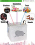 LANGYASHAN Square Storage Baskets Waterproof Canvas Children Laundry Nursery Hamper for Shelves Gift Baskets Toy Organizer Room Decor (Elephant)...